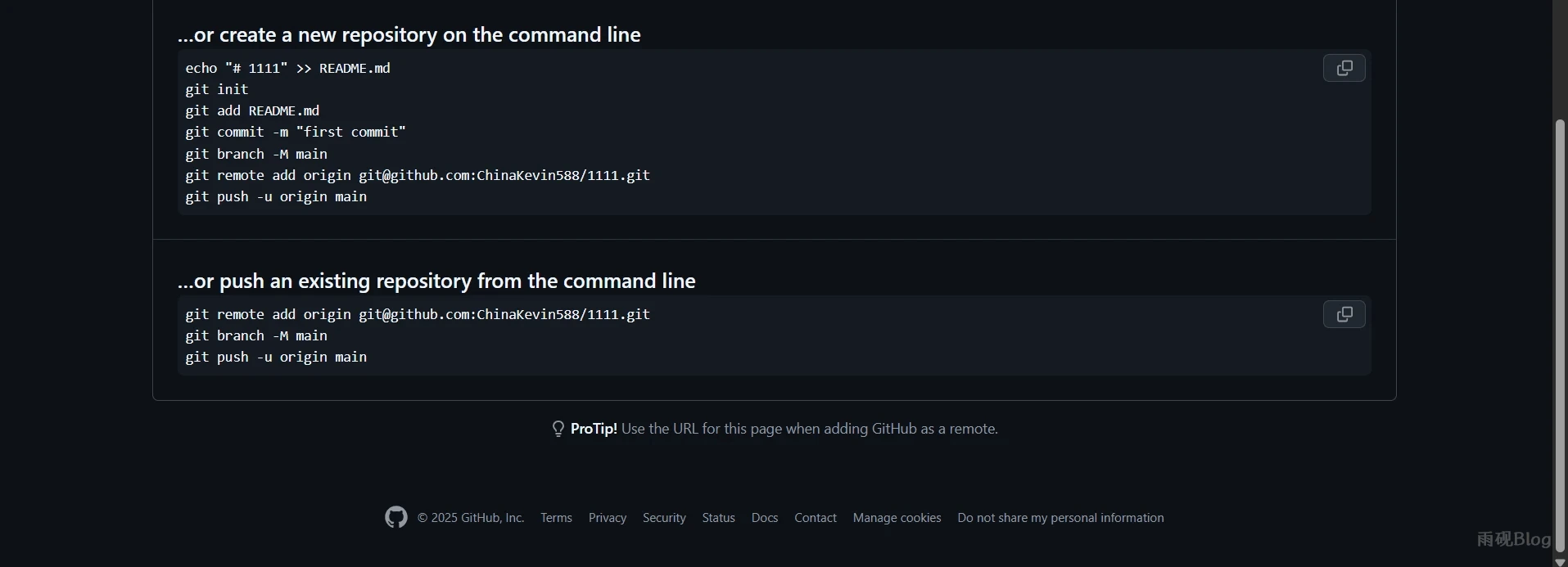 Github创建新仓库页面